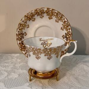 Vintage Royal Albert England Gold 50th Anniversary Bone China Cup & Saucer Set